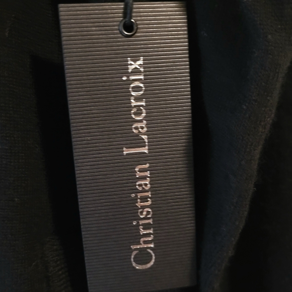 Christian Lacroix Black Polo Shirt, 100% Merino Wool - Picture 6 of 8